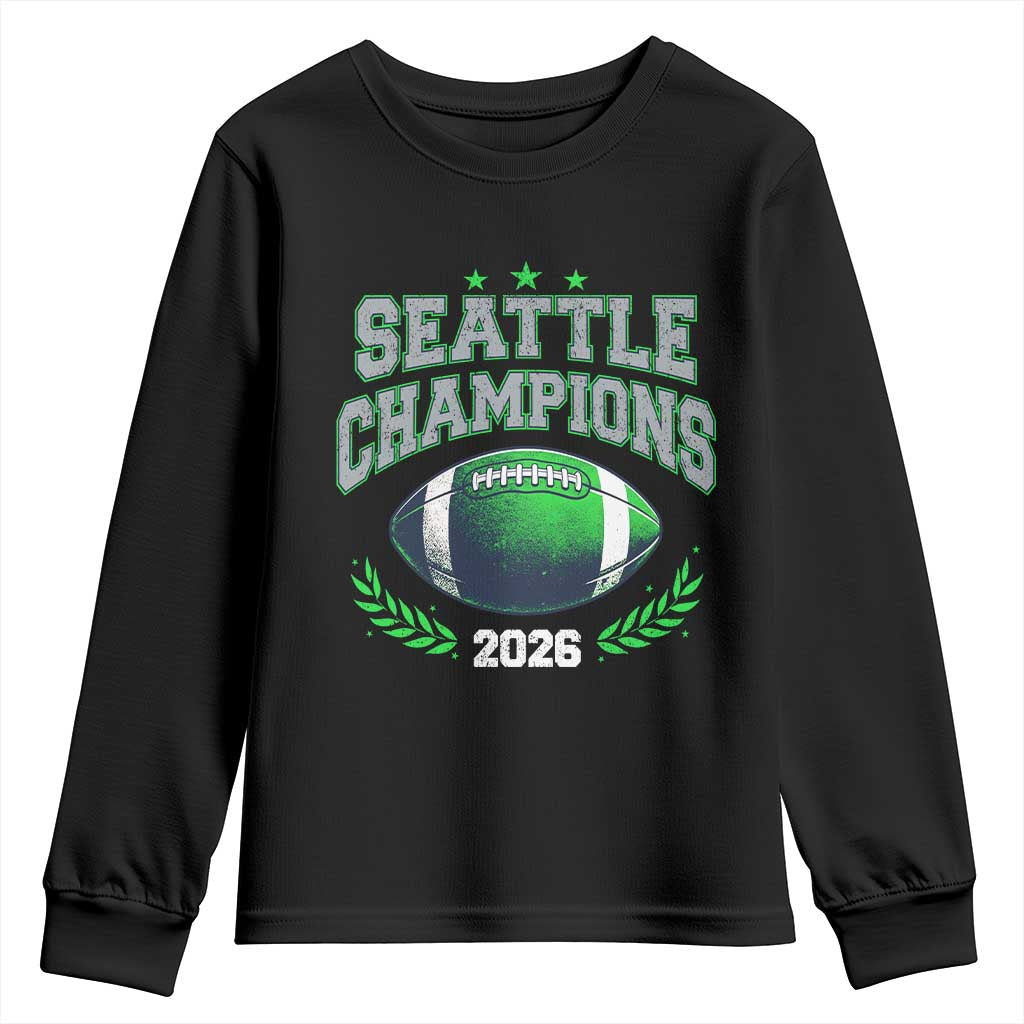 Seattle Champions 2026 Youth Sweatshirt Retro Gameday Football Team Fan TS10 Black Print Your Wear