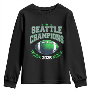 Seattle Champions 2026 Youth Sweatshirt Retro Gameday Football Team Fan TS10 Black Print Your Wear