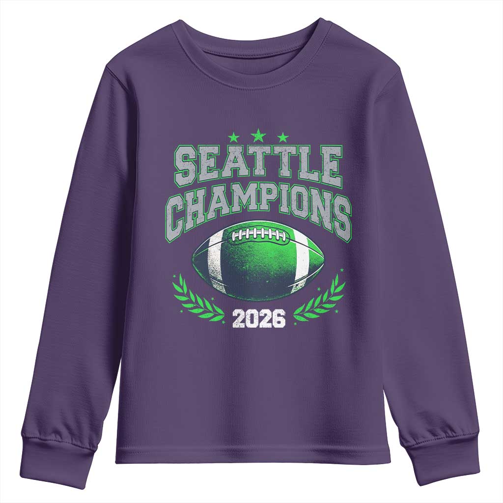 Seattle Champions 2026 Youth Sweatshirt Retro Gameday Football Team Fan TS10 Purple Print Your Wear