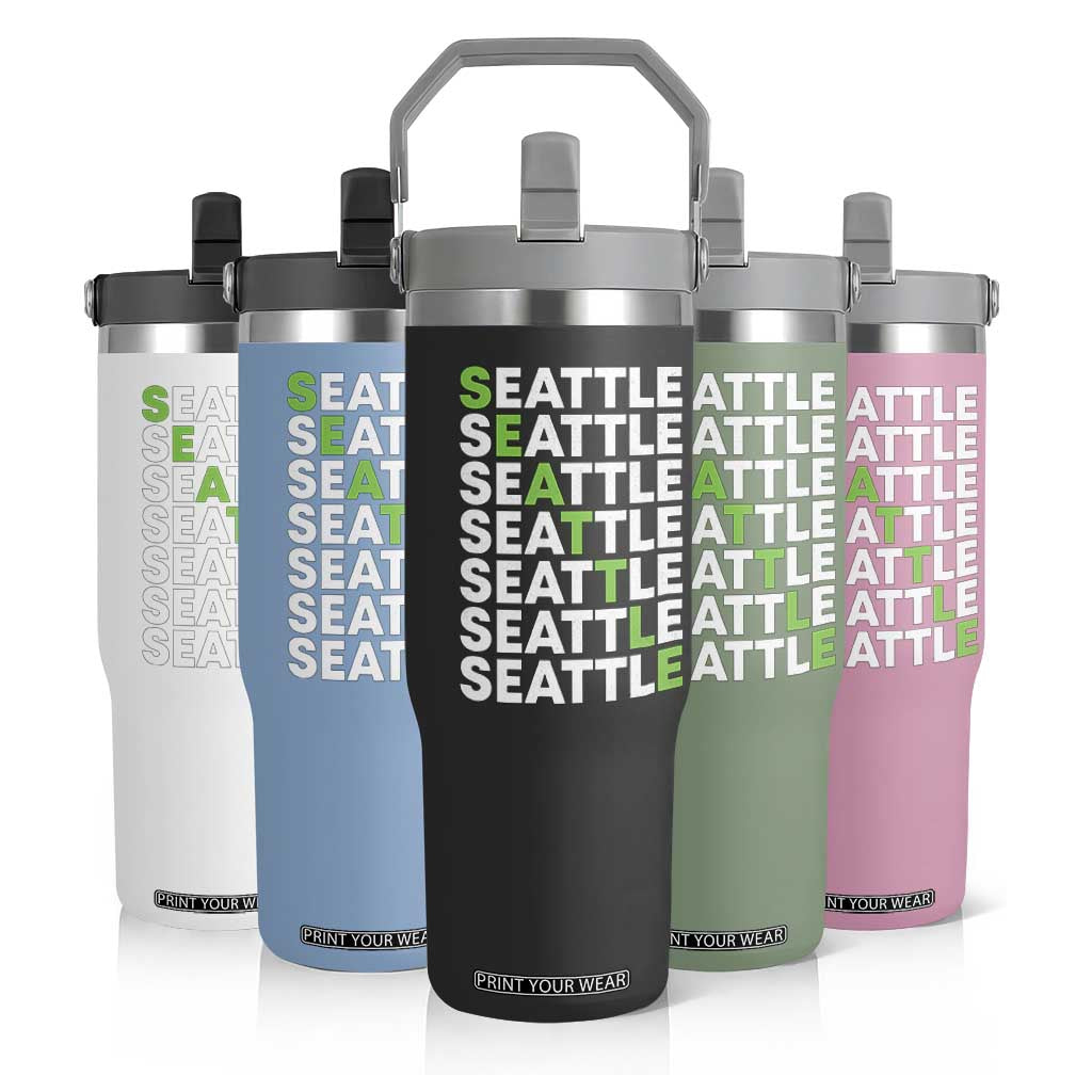 Vintage Seattle Flip Straw Tumbler Sports Lover Washington City TS10 Print Your Wear