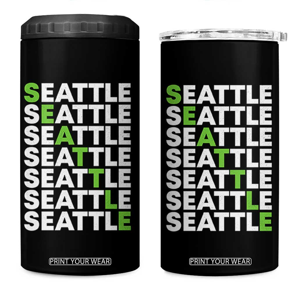 Vintage Seattle 4 in 1 Can Cooler Tumbler Sports Lover Washington City TS10 One Size: 16 oz Black Print Your Wear