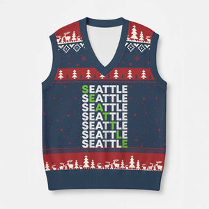Vintage Seattle V-Neck Knit Sweater Vest Sports Lover Washington City TS10 Navy Red Print Your Wear