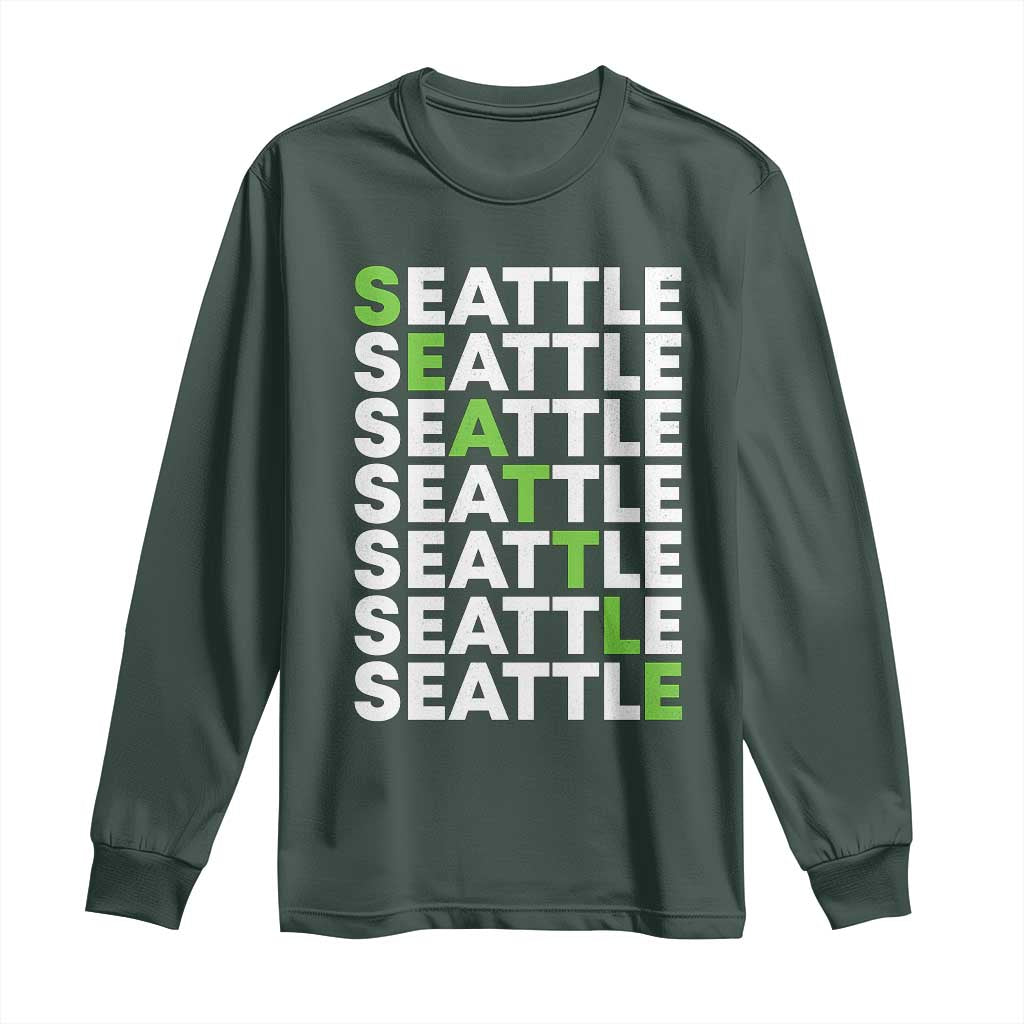 Vintage Seattle Long Sleeve Shirt Sports Lover Washington City TS10 Dark Forest Green Print Your Wear