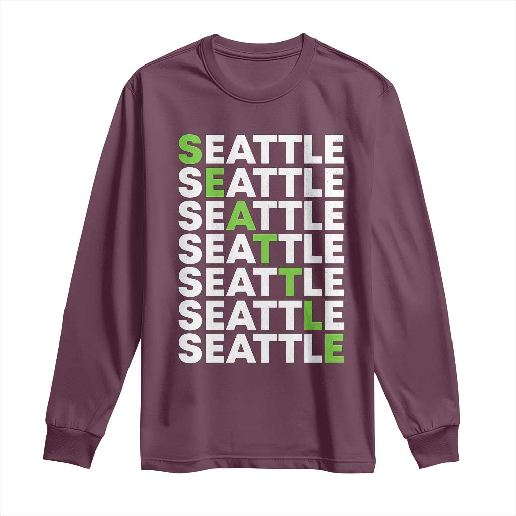 Vintage Seattle Long Sleeve Shirt Sports Lover Washington City TS10 Maroon Print Your Wear