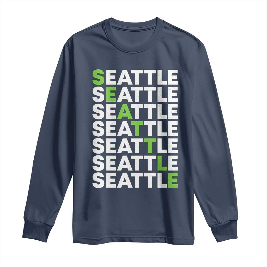 Vintage Seattle Long Sleeve Shirt Sports Lover Washington City TS10 Navy Print Your Wear