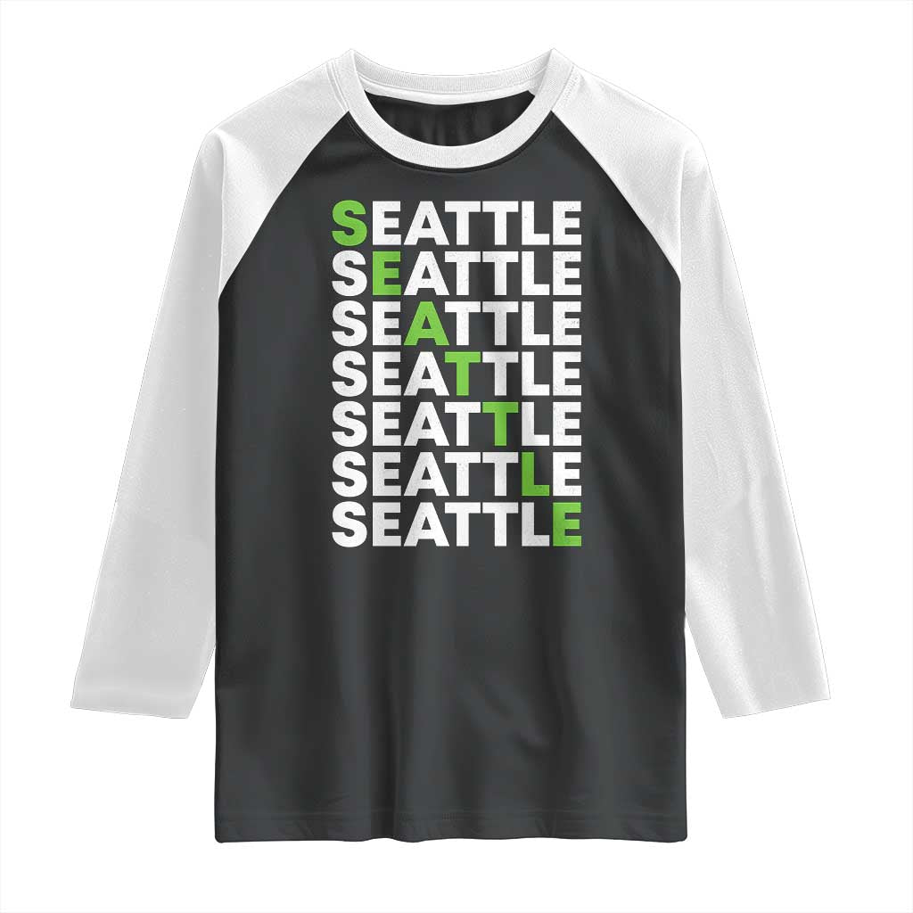 Vintage Seattle Raglan Shirt Sports Lover Washington City TS10 Black White Print Your Wear
