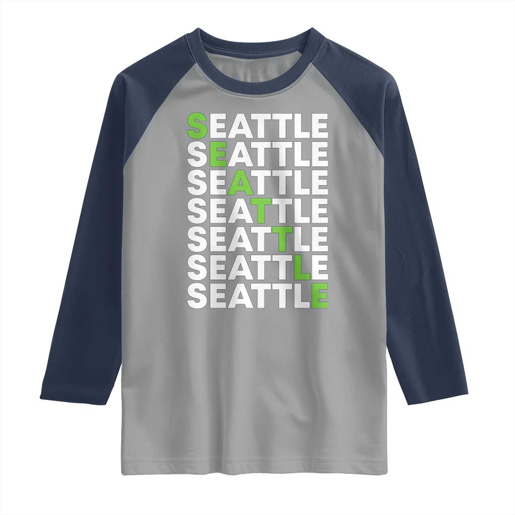 Vintage Seattle Raglan Shirt Sports Lover Washington City TS10 Sport Gray Navy Print Your Wear
