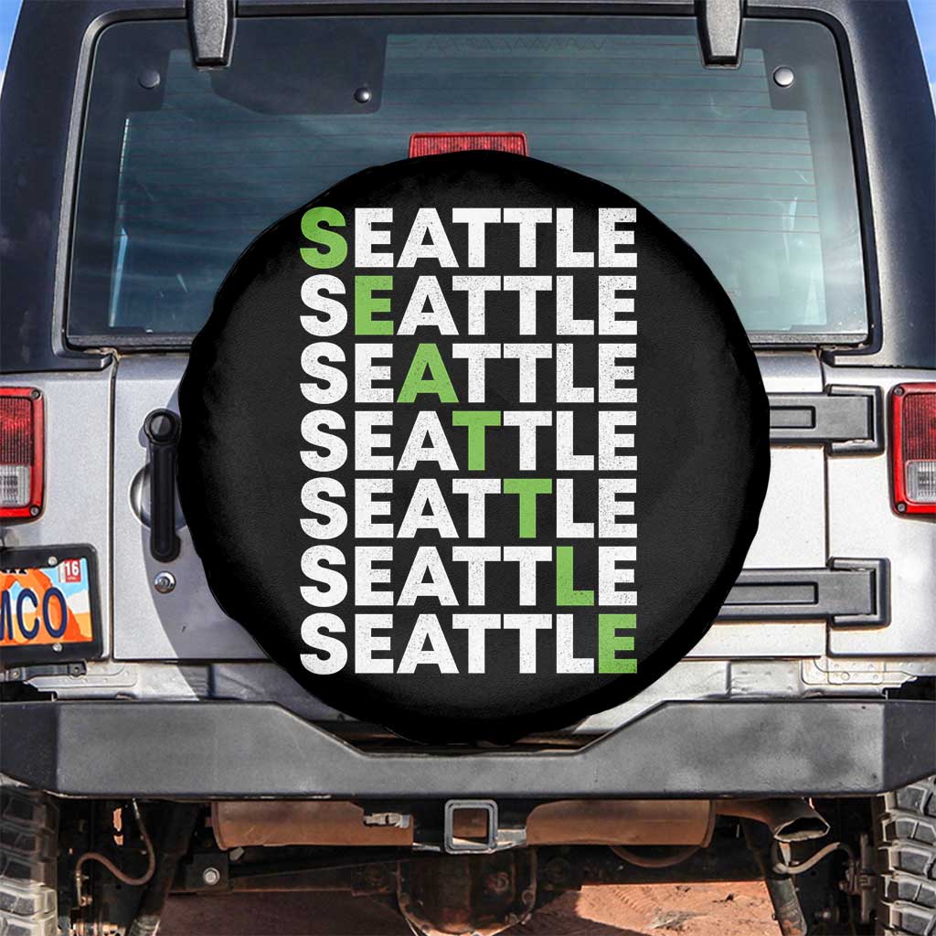 Vintage Seattle Spare Tire Cover Sports Lover Washington City TS10 No hole Black Print Your Wear