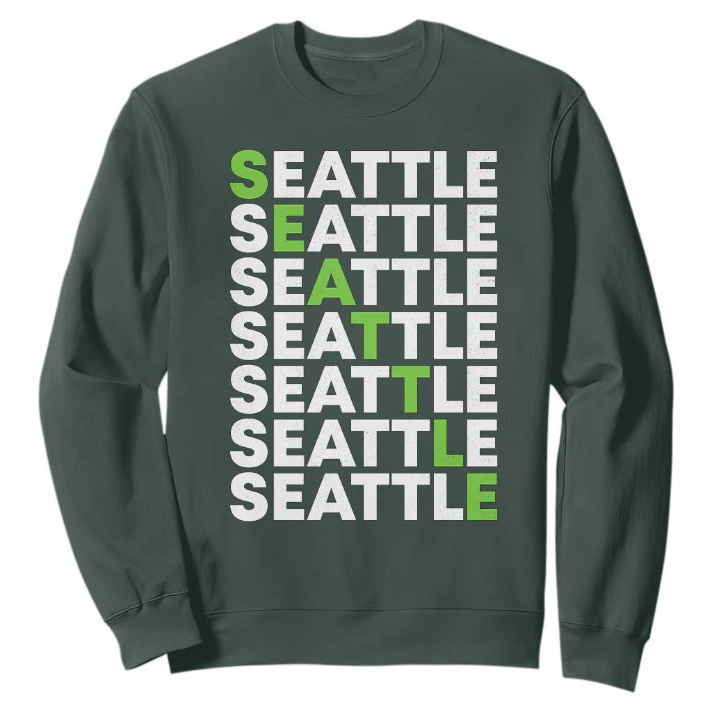 Vintage Seattle Sweatshirt Sports Lover Washington City TS10 Dark Forest Green Print Your Wear