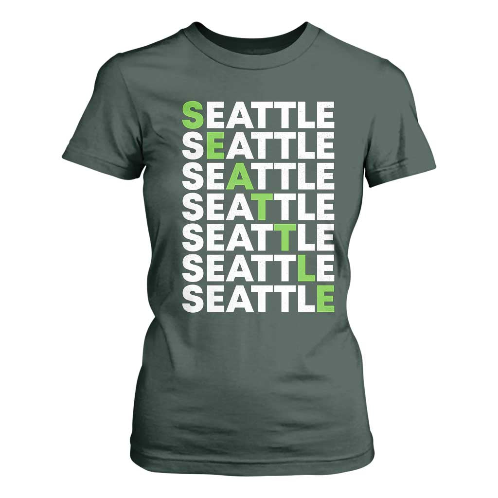 Vintage Seattle T Shirt For Women Sports Lover Washington City TS10 Dark Forest Green Print Your Wear