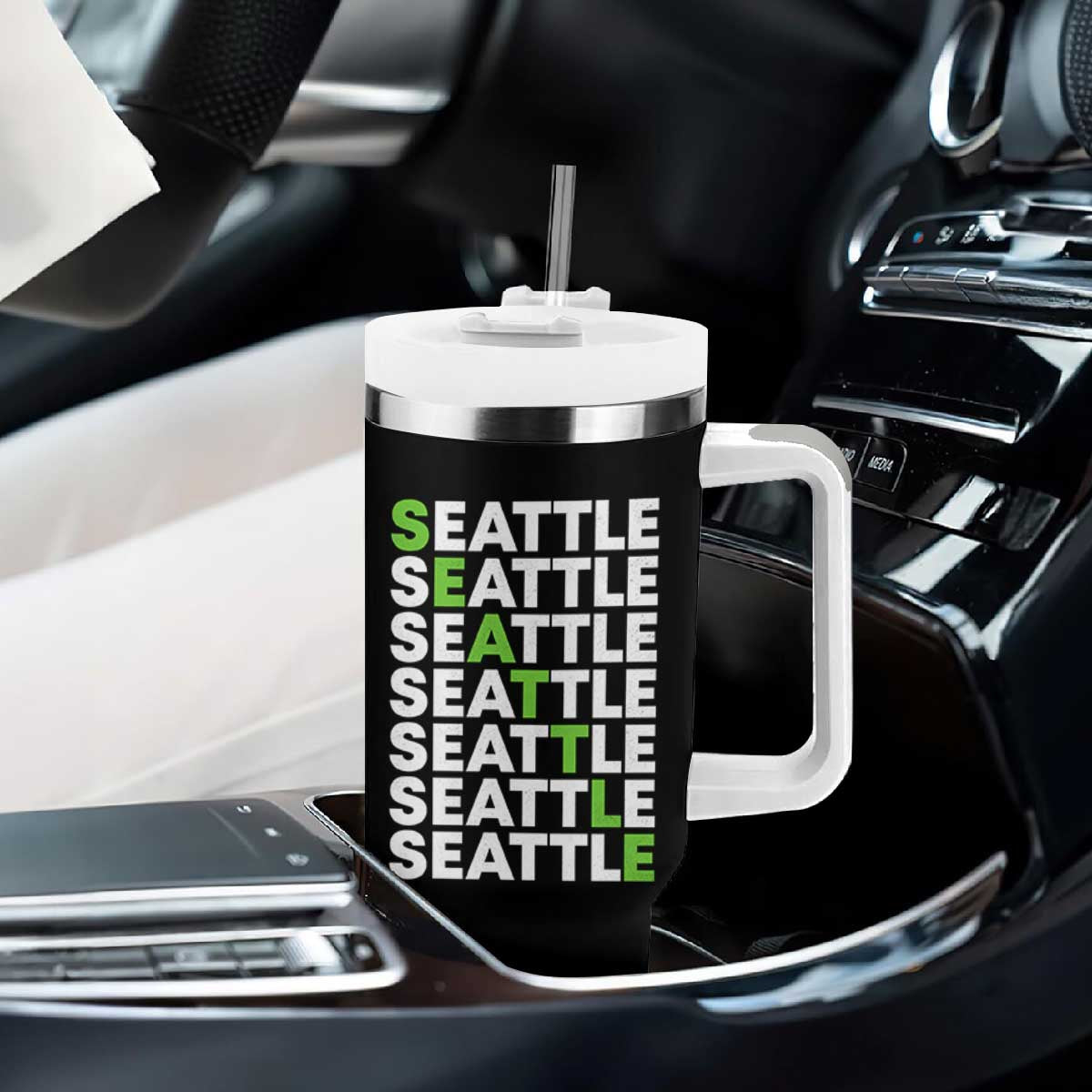 Vintage Seattle Tumbler With Handle Sports Lover Washington City TS10 Print Your Wear