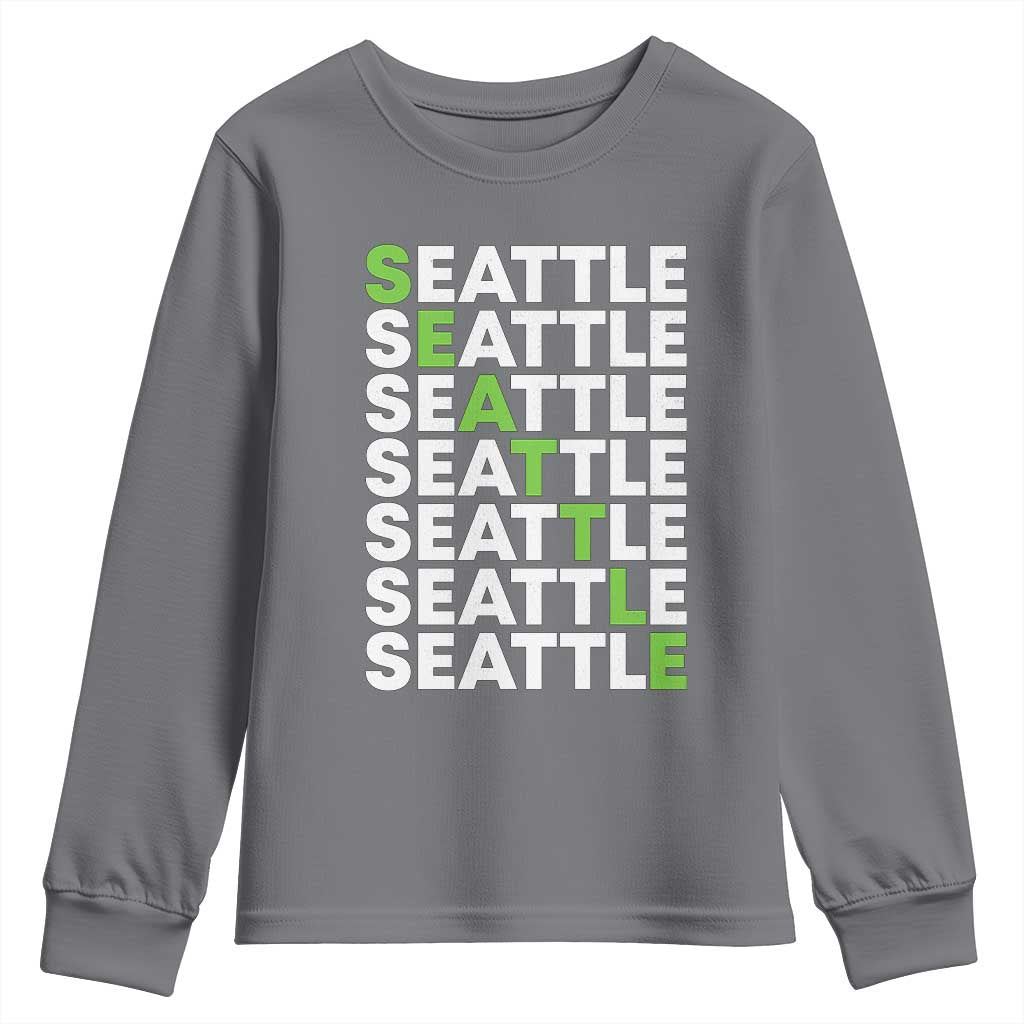 Vintage Seattle Youth Sweatshirt Sports Lover Washington City TS10 Charcoal Print Your Wear