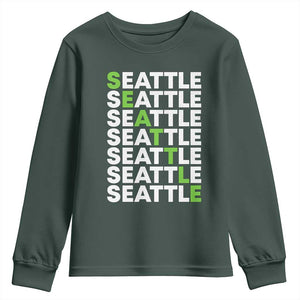 Vintage Seattle Youth Sweatshirt Sports Lover Washington City TS10 Dark Forest Green Print Your Wear