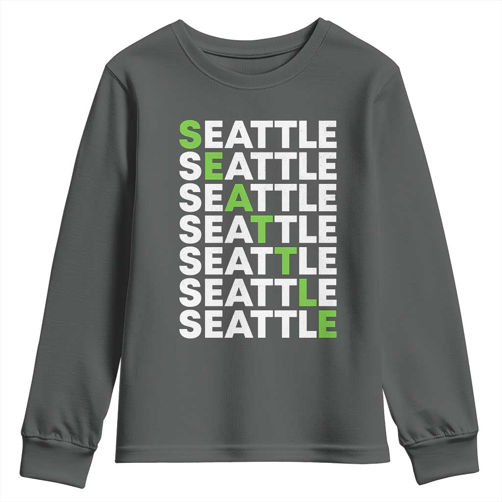 Vintage Seattle Youth Sweatshirt Sports Lover Washington City TS10 Dark Heather Print Your Wear