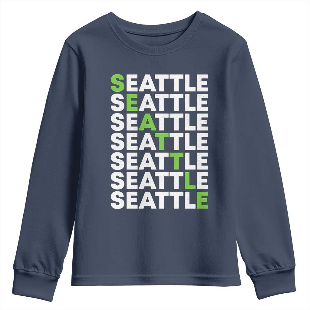 Vintage Seattle Youth Sweatshirt Sports Lover Washington City TS10 Navy Print Your Wear