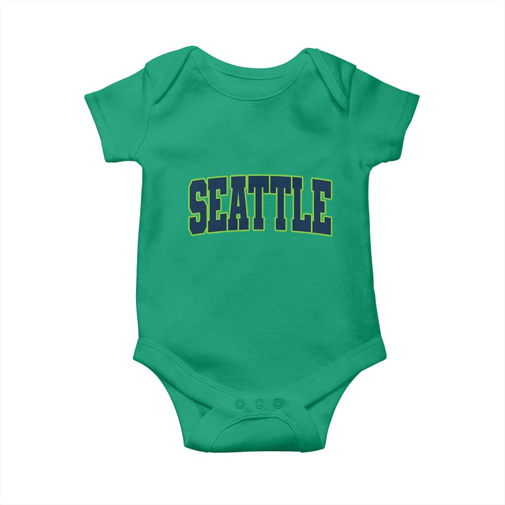 Vintage Seattle Baby Onesie Classic Print Retro Varsity TS10 Irish Green Print Your Wear