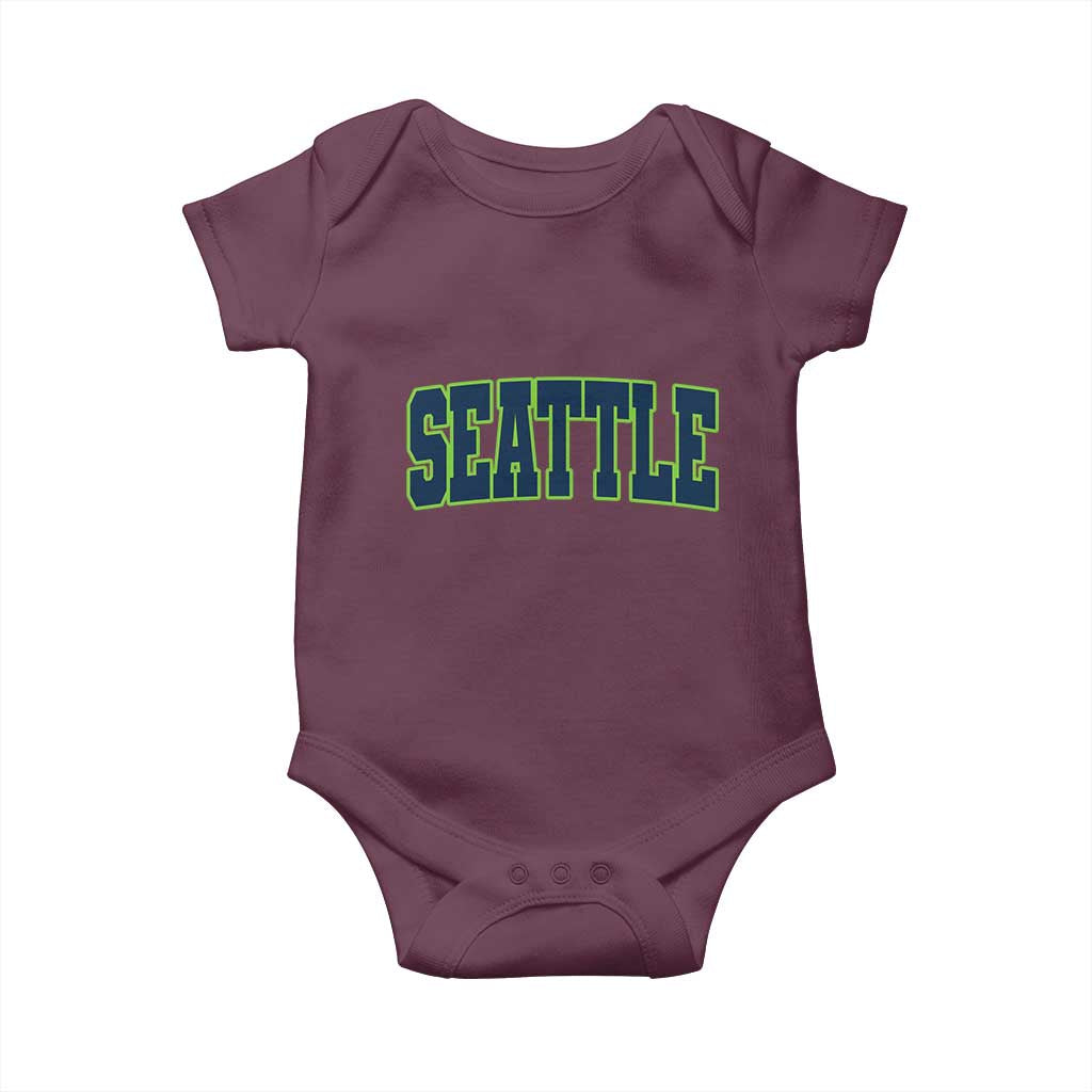 Vintage Seattle Baby Onesie Classic Print Retro Varsity TS10 Maroon Print Your Wear