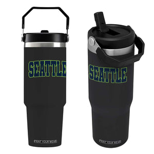 Vintage Seattle Flip Straw Tumbler Classic Print Retro Varsity TS10 One Size: 30 oz Black Print Your Wear