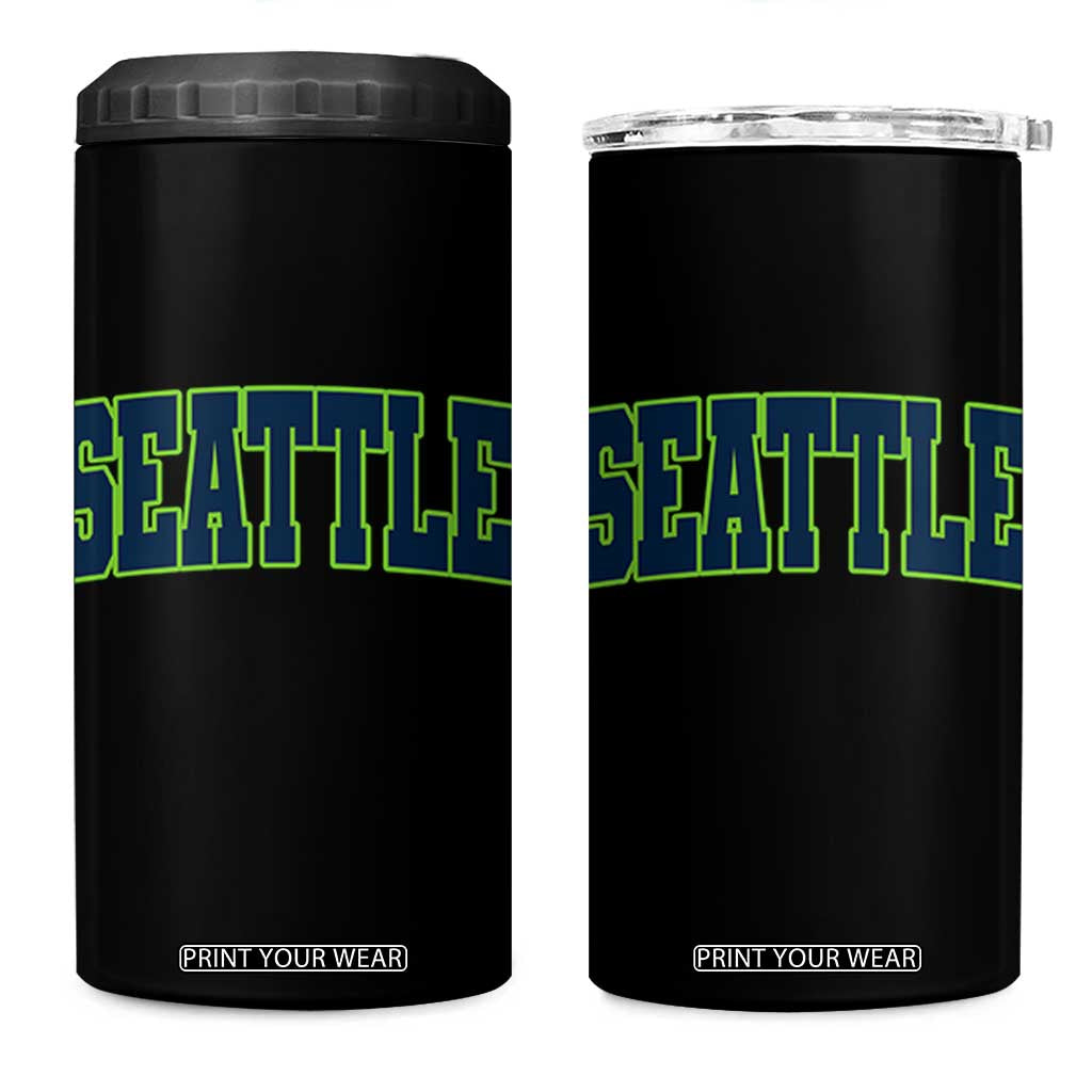 Vintage Seattle 4 in 1 Can Cooler Tumbler Classic Print Retro Varsity TS10 One Size: 16 oz Black Print Your Wear