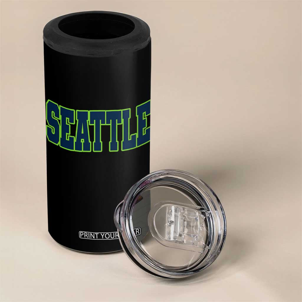 Vintage Seattle 4 in 1 Can Cooler Tumbler Classic Print Retro Varsity TS10 Print Your Wear