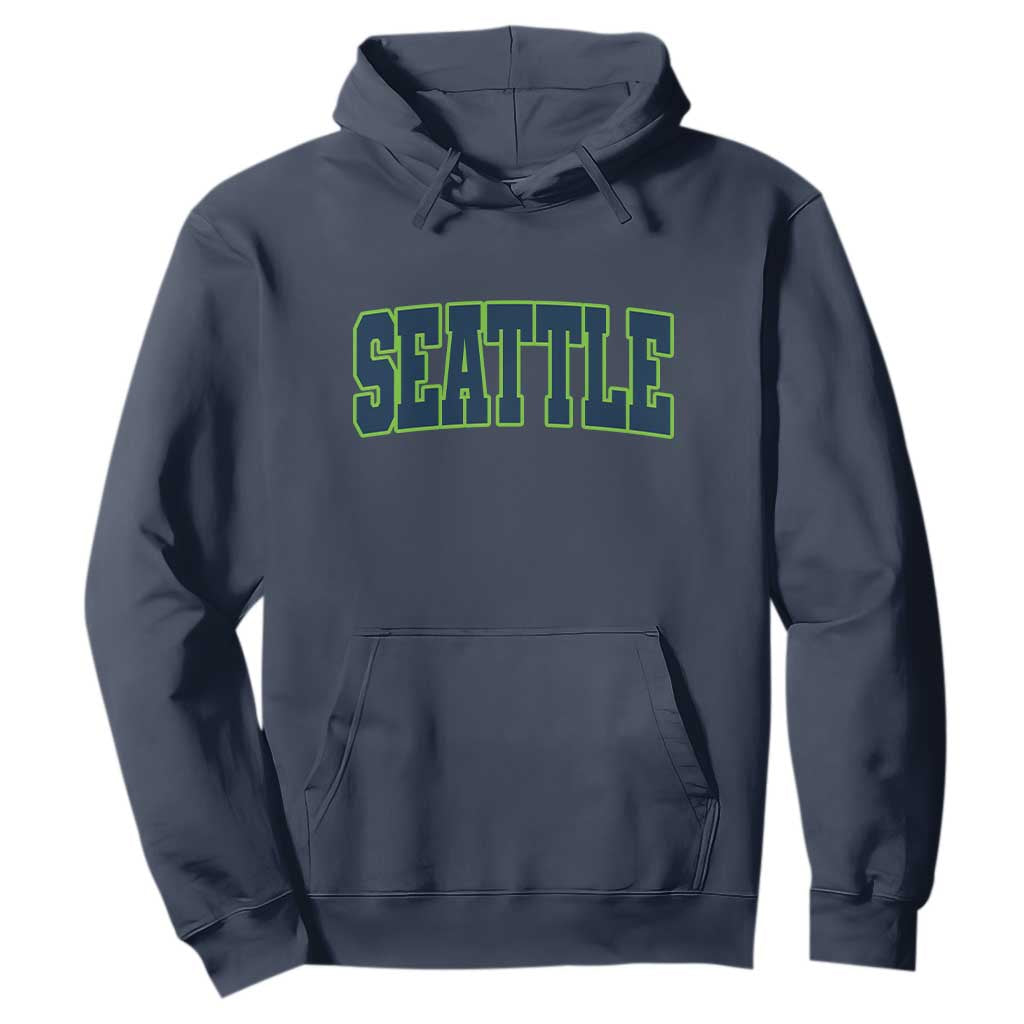 Vintage Seattle Hoodie Classic Print Retro Varsity TS10 Navy Print Your Wear