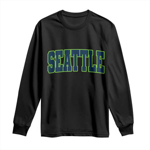 Vintage Seattle Long Sleeve Shirt Classic Print Retro Varsity TS10 Black Print Your Wear