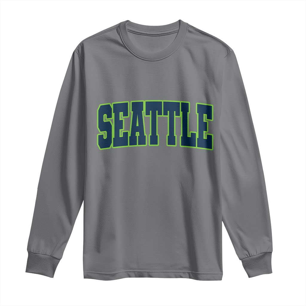 Vintage Seattle Long Sleeve Shirt Classic Print Retro Varsity TS10 Charcoal Print Your Wear
