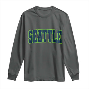 Vintage Seattle Long Sleeve Shirt Classic Print Retro Varsity TS10 Dark Heather Print Your Wear