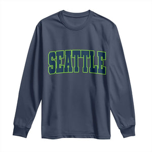 Vintage Seattle Long Sleeve Shirt Classic Print Retro Varsity TS10 Navy Print Your Wear