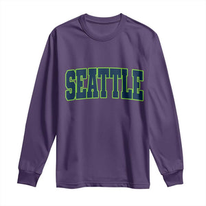 Vintage Seattle Long Sleeve Shirt Classic Print Retro Varsity TS10 Purple Print Your Wear