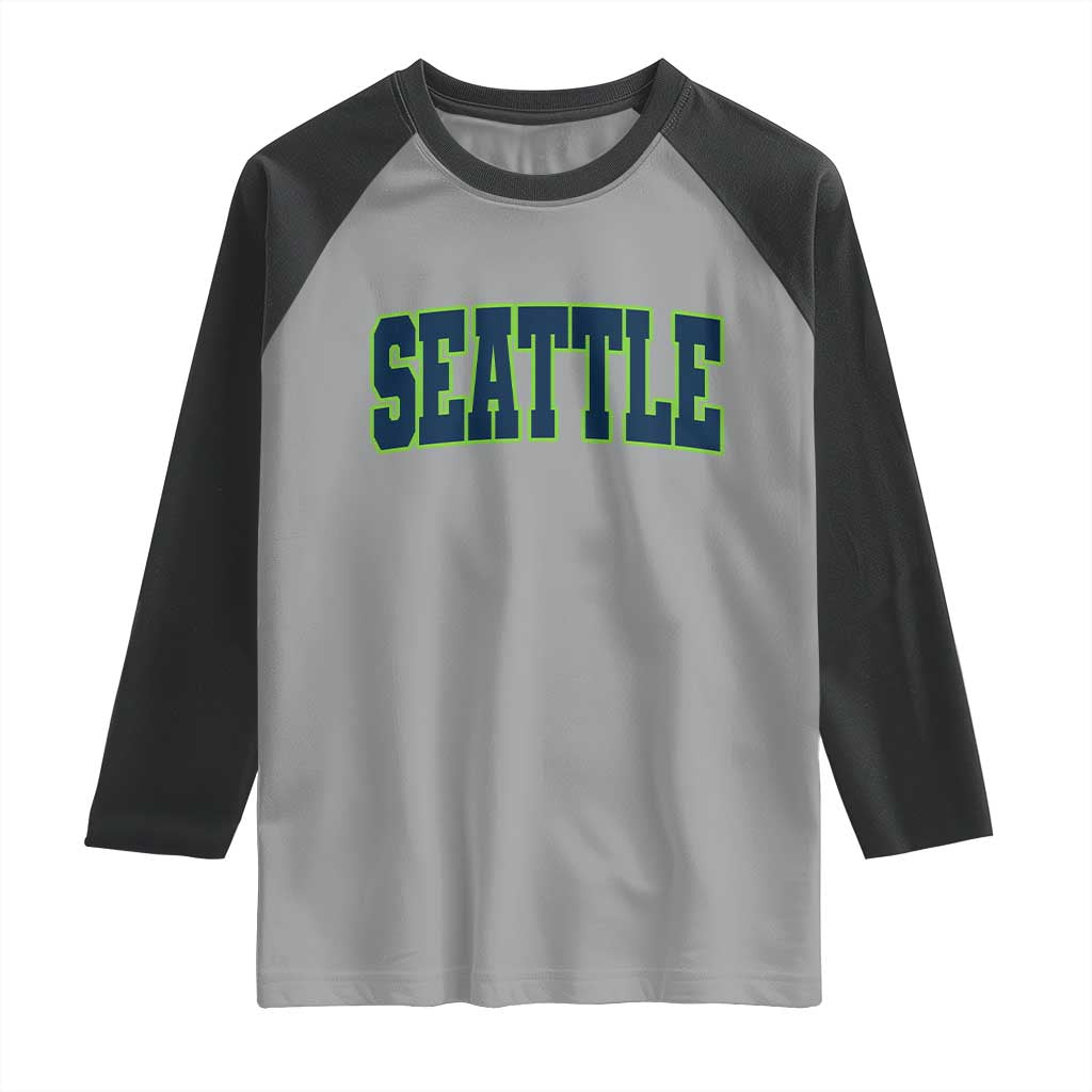 Vintage Seattle Raglan Shirt Classic Print Retro Varsity TS10 Sport Gray Black Print Your Wear