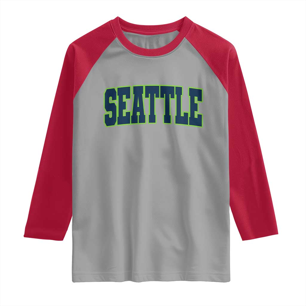 Vintage Seattle Raglan Shirt Classic Print Retro Varsity TS10 Sport Gray Red Print Your Wear