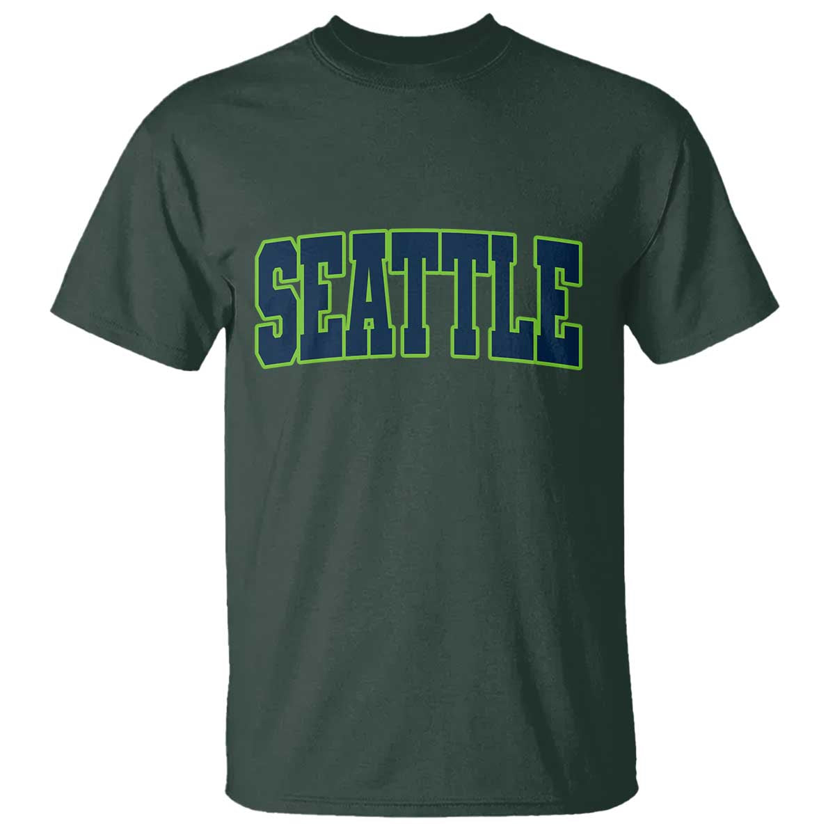 Vintage Seattle T Shirt Classic Print Retro Varsity TS10 Dark Forest Green Print Your Wear