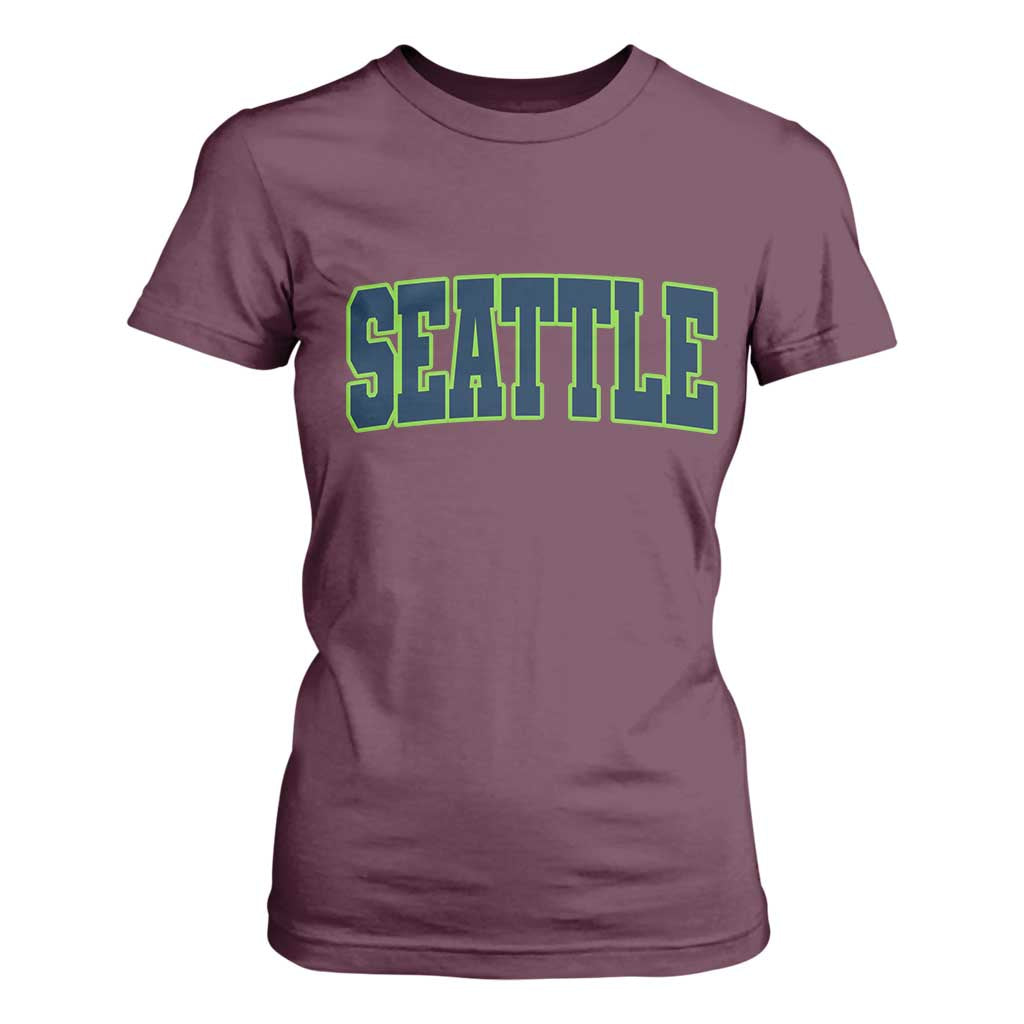 Vintage Seattle T Shirt For Women Classic Print Retro Varsity TS10 Maroon Print Your Wear