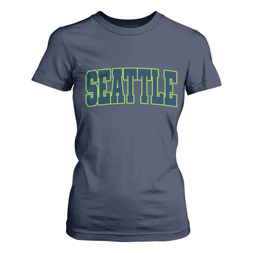 Vintage Seattle T Shirt For Women Classic Print Retro Varsity TS10 Navy Print Your Wear