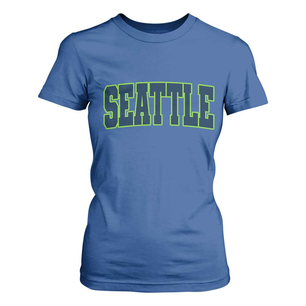 Vintage Seattle T Shirt For Women Classic Print Retro Varsity TS10 Royal Blue Print Your Wear