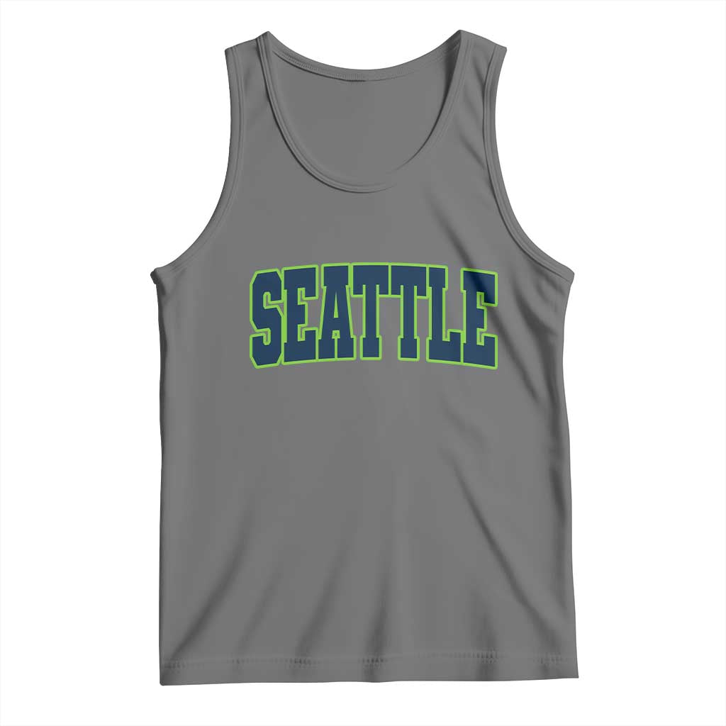 Vintage Seattle Tank Top Classic Print Retro Varsity TS10 Black Heather Print Your Wear