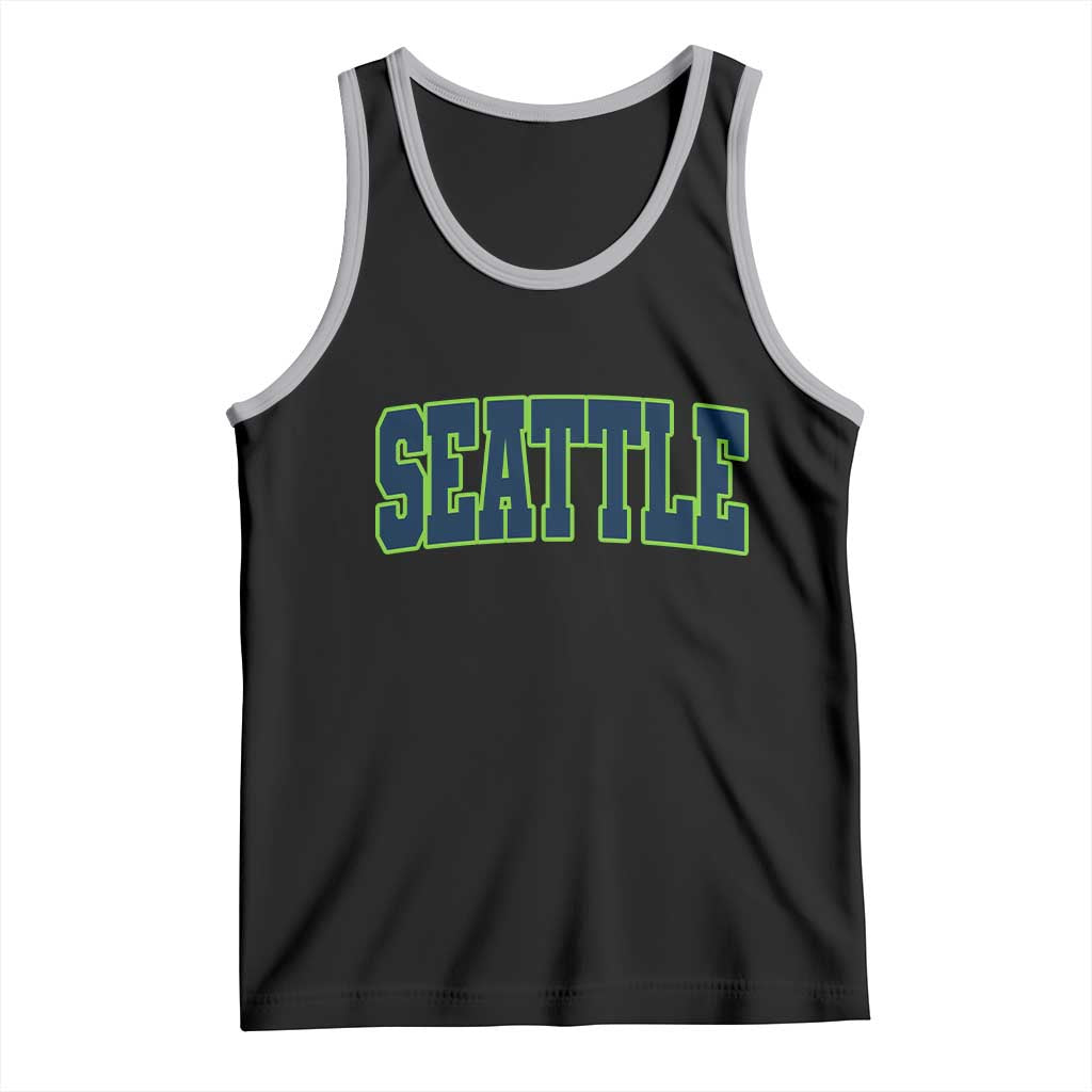 Vintage Seattle Tank Top Classic Print Retro Varsity TS10 Black Athletic Heather Print Your Wear