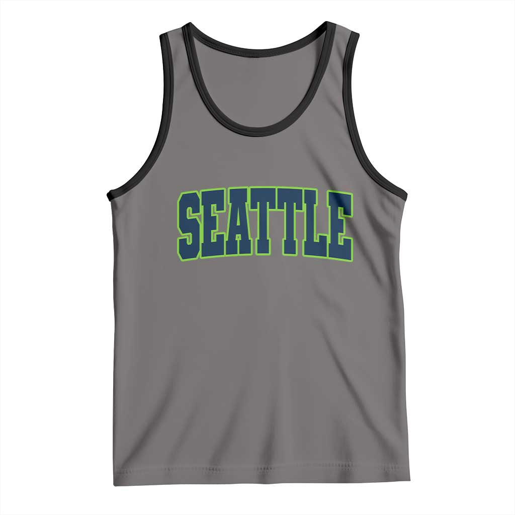 Vintage Seattle Tank Top Classic Print Retro Varsity TS10 Deep Heather Black Print Your Wear