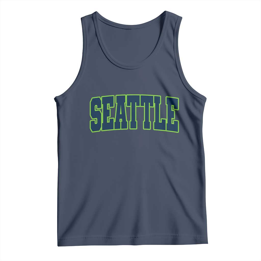 Vintage Seattle Tank Top Classic Print Retro Varsity TS10 Navy Print Your Wear