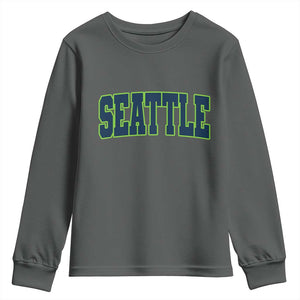 Vintage Seattle Youth Sweatshirt Classic Print Retro Varsity TS10 Dark Heather Print Your Wear