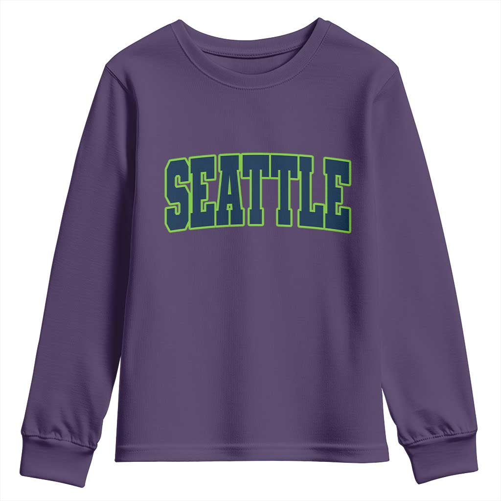 Vintage Seattle Youth Sweatshirt Classic Print Retro Varsity TS10 Purple Print Your Wear