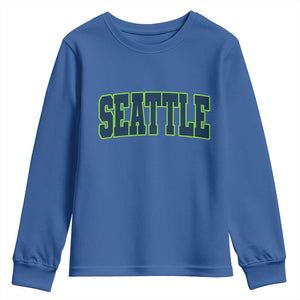 Vintage Seattle Youth Sweatshirt Classic Print Retro Varsity TS10 Royal Blue Print Your Wear
