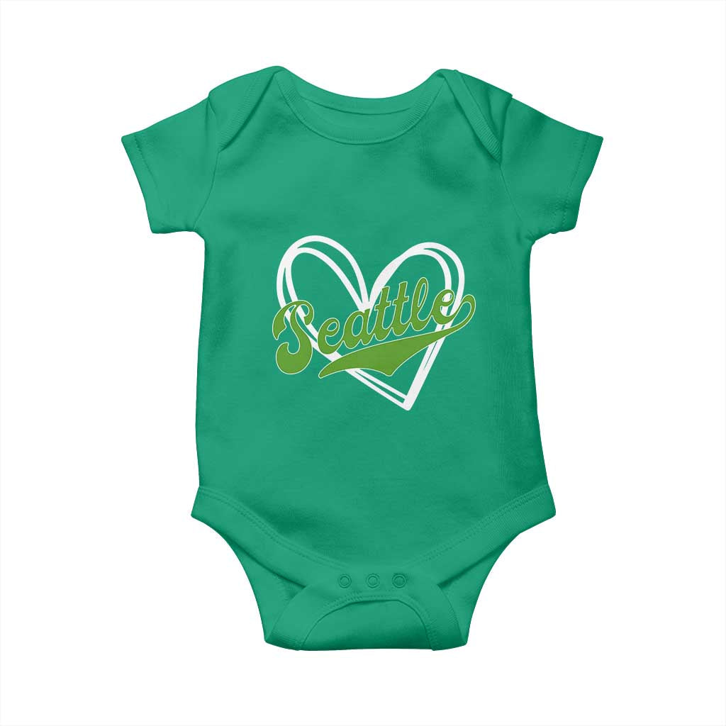 Vintage Seattle Baby Onesie Classic Print Retro Varsity Love Heart Graphic TS10 Irish Green Print Your Wear