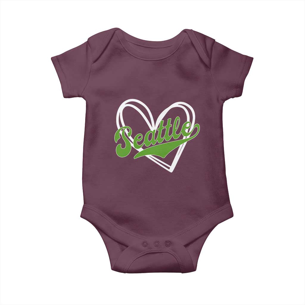 Vintage Seattle Baby Onesie Classic Print Retro Varsity Love Heart Graphic TS10 Maroon Print Your Wear