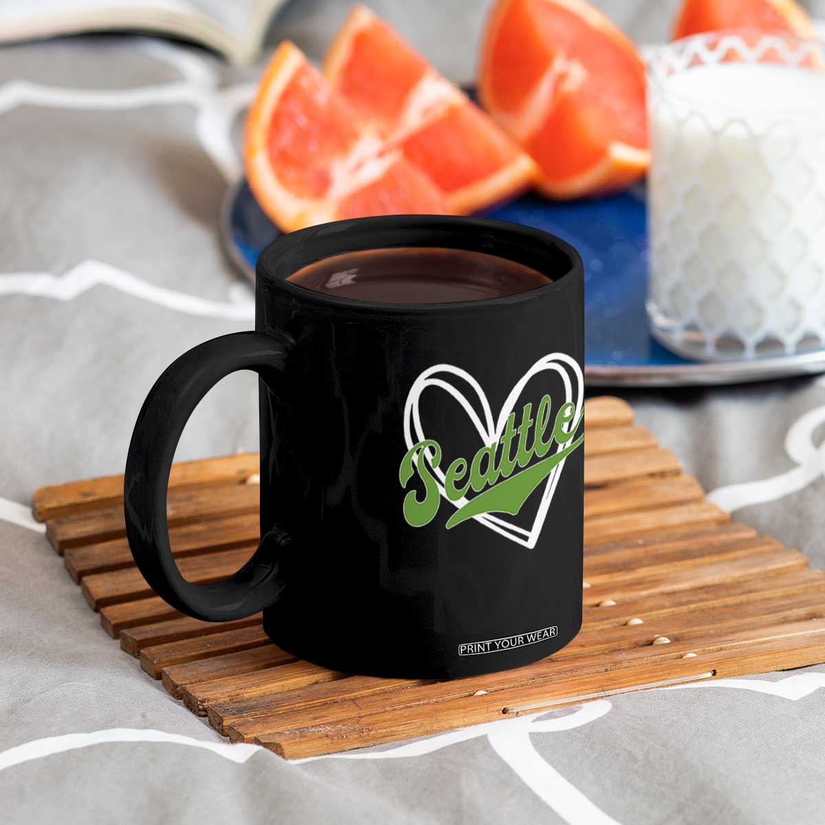 Vintage Seattle Coffee Mug Classic Print Retro Varsity Love Heart Graphic TS10 Print Your Wear