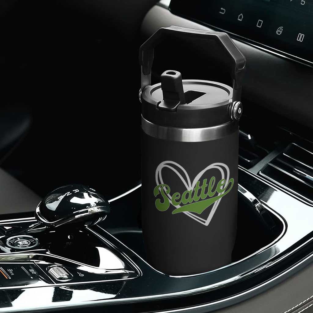 Vintage Seattle Flip Straw Tumbler Classic Print Retro Varsity Love Heart Graphic TS10 Print Your Wear