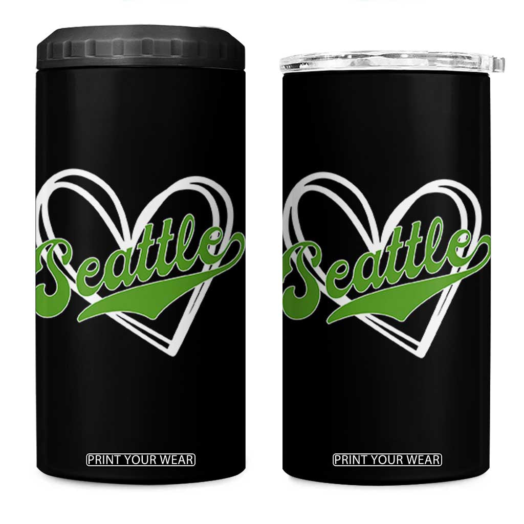 Vintage Seattle 4 in 1 Can Cooler Tumbler Classic Print Retro Varsity Love Heart Graphic TS10 One Size: 16 oz Black Print Your Wear