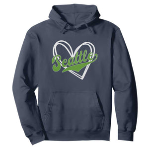 Vintage Seattle Hoodie Classic Print Retro Varsity Love Heart Graphic TS10 Navy Print Your Wear