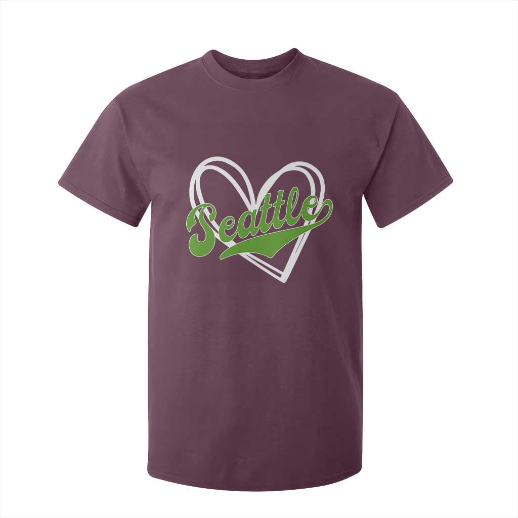 Vintage Seattle T Shirt For Kid Classic Print Retro Varsity Love Heart Graphic TS10 Maroon Print Your Wear